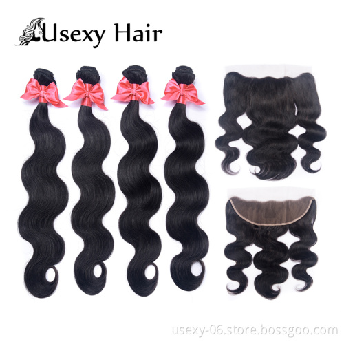 Usexy Wholesale Virgin Hair Vendors Factory Price Raw Indian Hair Weaving Virgin Hair Bundles With Frontal